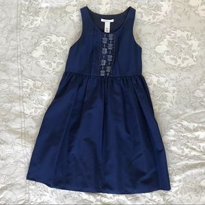 NWT blue silk dress with jewelry/beads detail sz4